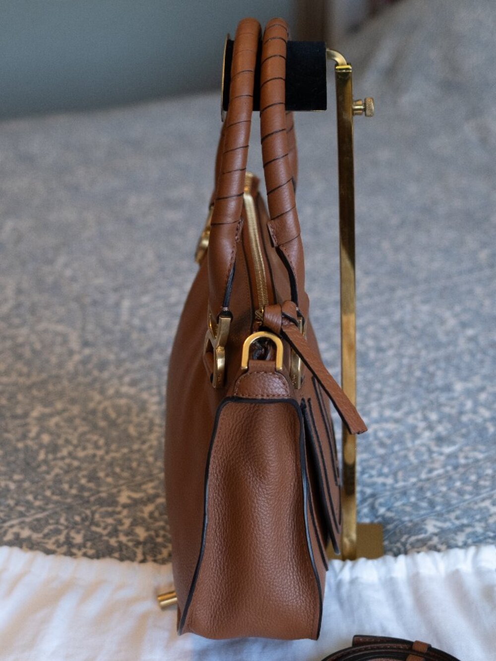NWOT Chloe Small Marcie Bag Grained Leather in Tan - Picture 4 of 16